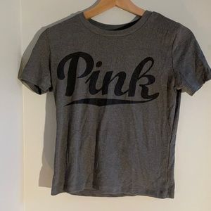 Grey, Victoria’s Secret PINK, ribbed tee